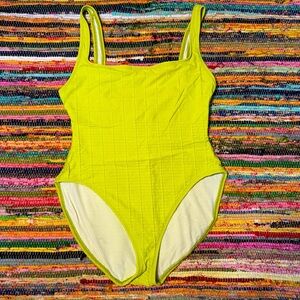 Vintage Anne Cole Neon Yellow One-Piece Swimsuit – Size 14